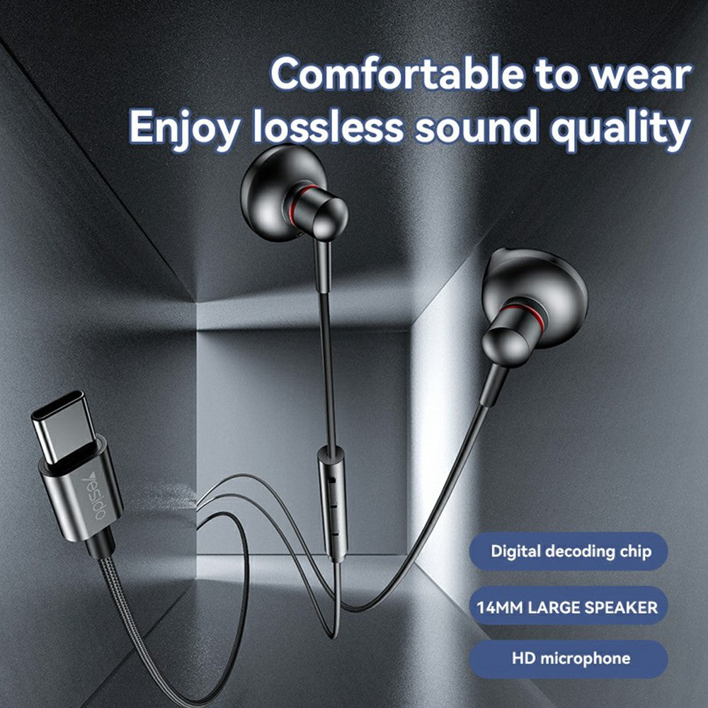 YESIDO YH49 Type-C Wired Earphones – Lossless Digital Audio
