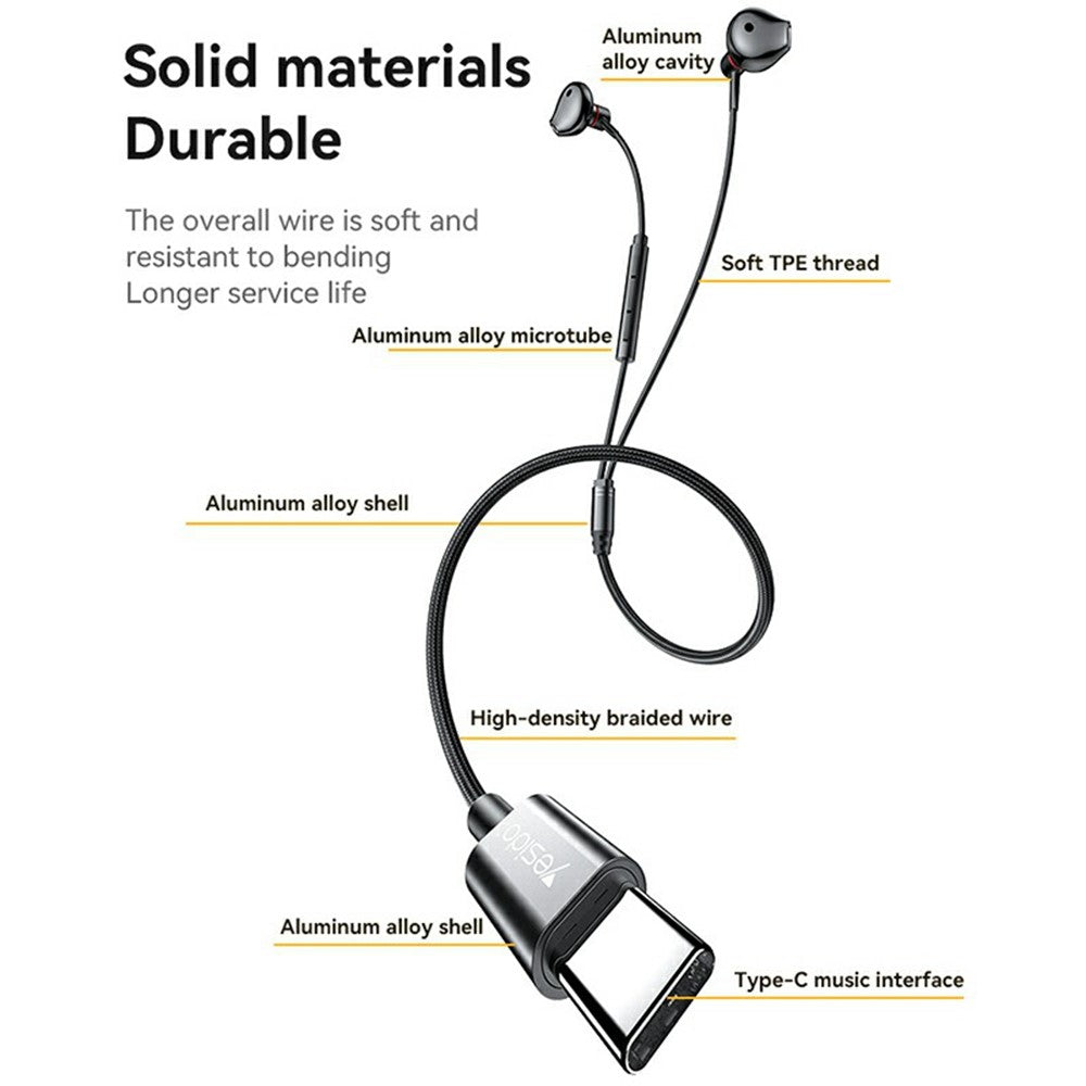 YESIDO YH49 Type-C Wired Earphones – Lossless Digital Audio