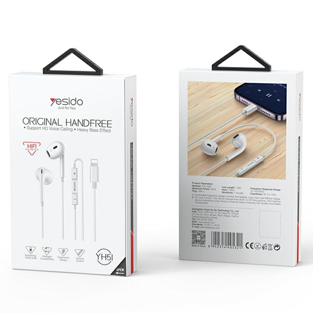 YESIDO YH51 Wired Earphones – iP Connector, 14mm Dynamic Driver