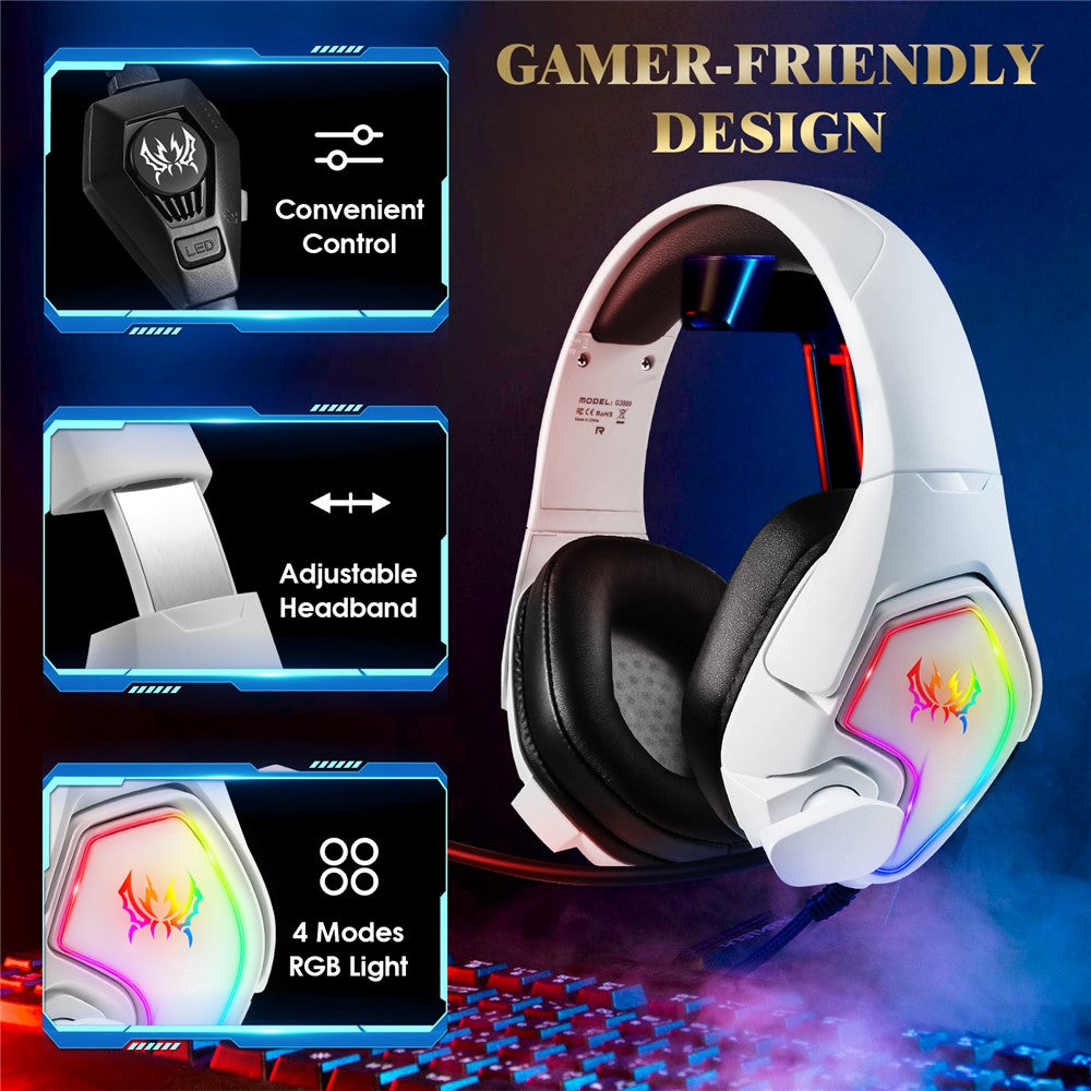 KOTION EACH G3000 RGB Wired Gaming Headset with Splitter Cable
