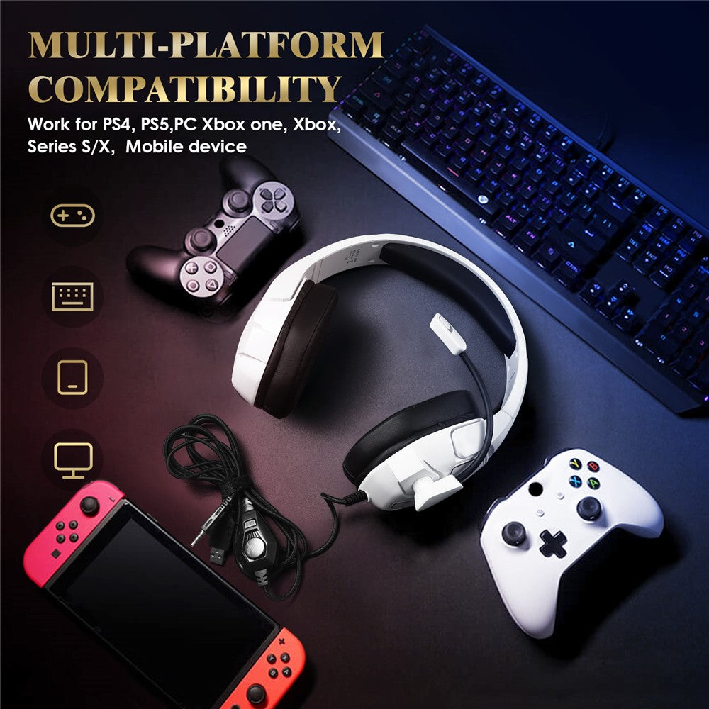 KOTION EACH G3000 RGB Wired Gaming Headset with Splitter Cable