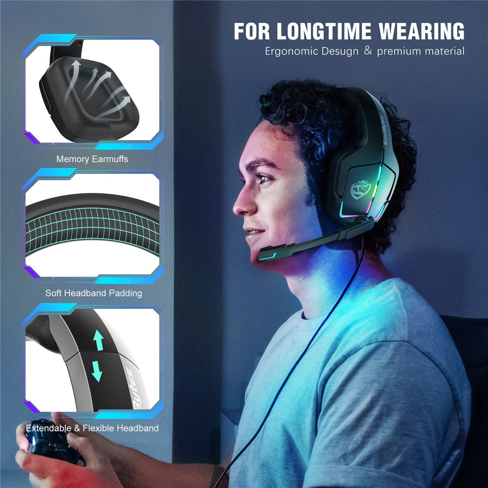 KOTION EACH S12 RGB Wired Gaming Headset with Rotatable Microphone