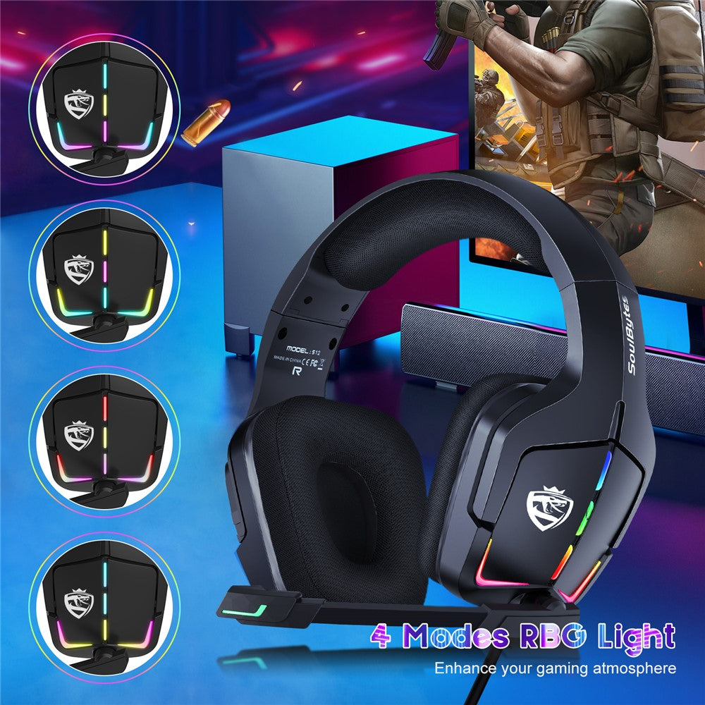 KOTION EACH S12 RGB Wired Gaming Headset with Rotatable Microphone