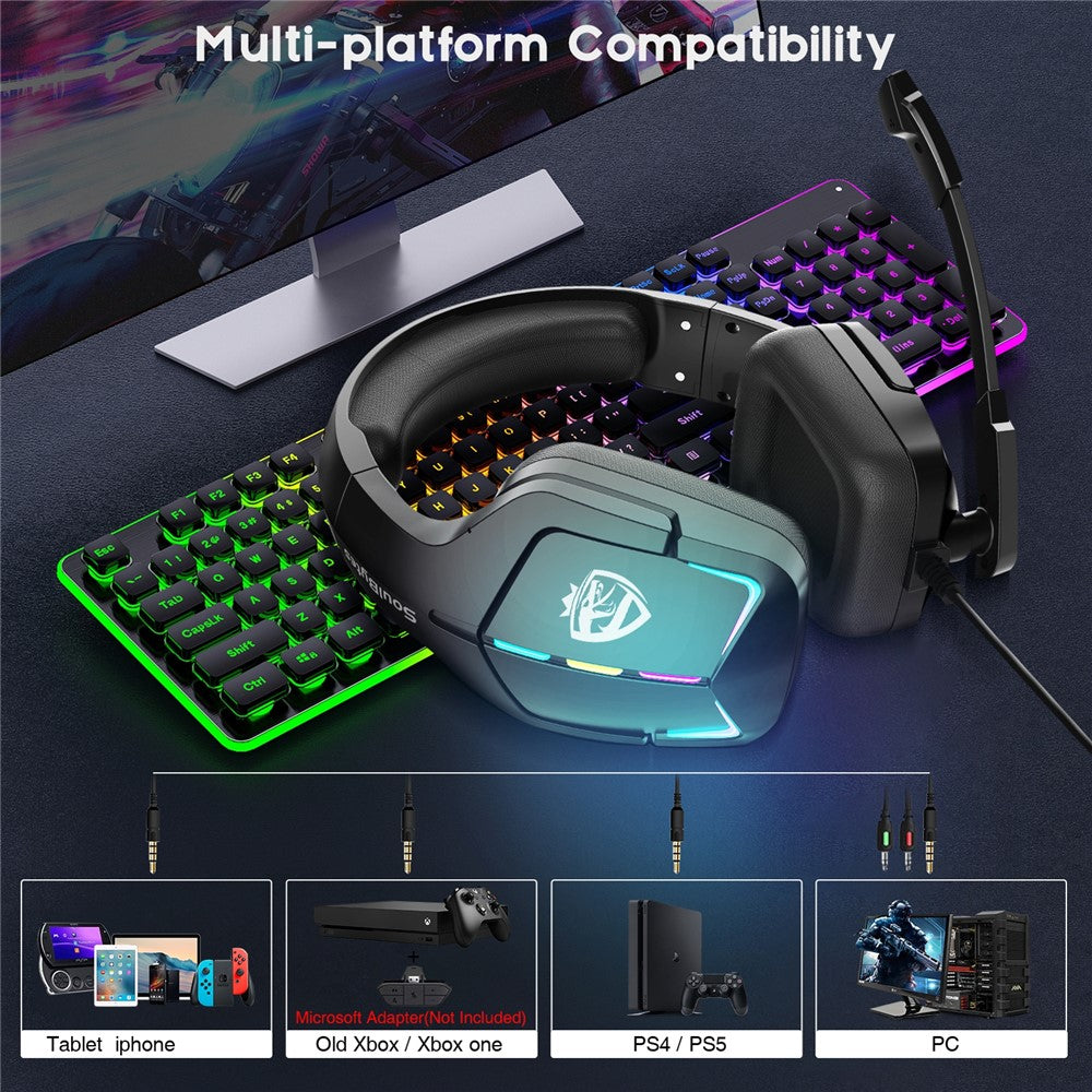KOTION EACH S12 RGB Wired Gaming Headset with Rotatable Microphone