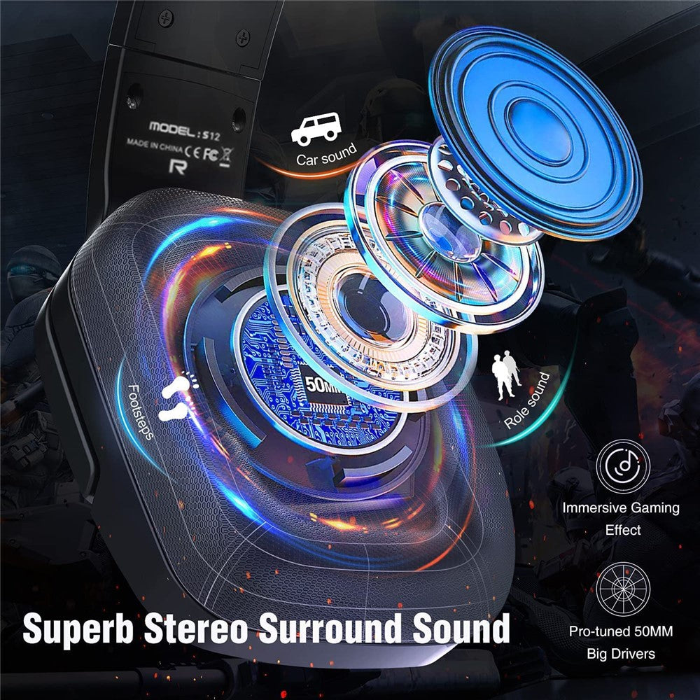 KOTION EACH S12 RGB Wired Gaming Headset with Rotatable Microphone