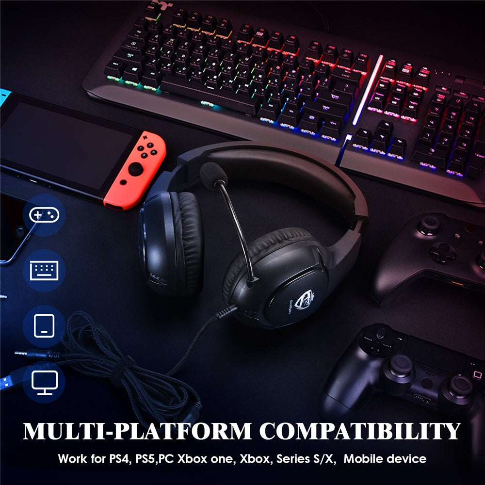 KOTION EACH S20 Wired Gaming Headset – LED Light, Deep Bass