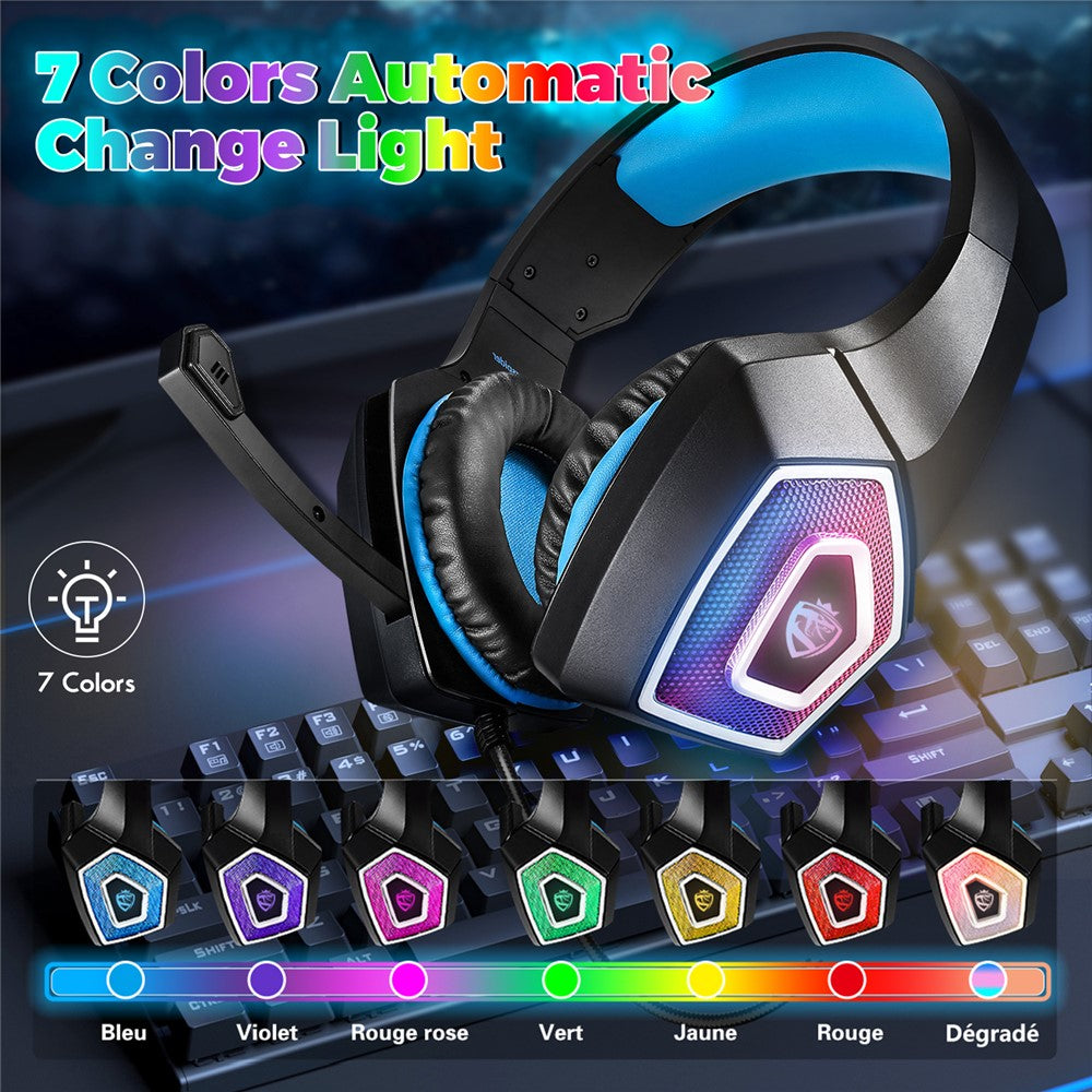 KOTION EACH V-1 RGB Wired Gaming Headset with Adapter Cable