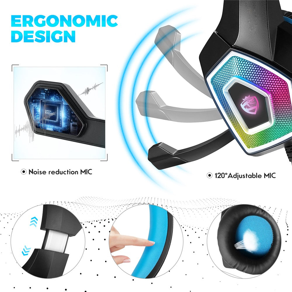 KOTION EACH V-1 RGB Wired Gaming Headset with Adapter Cable