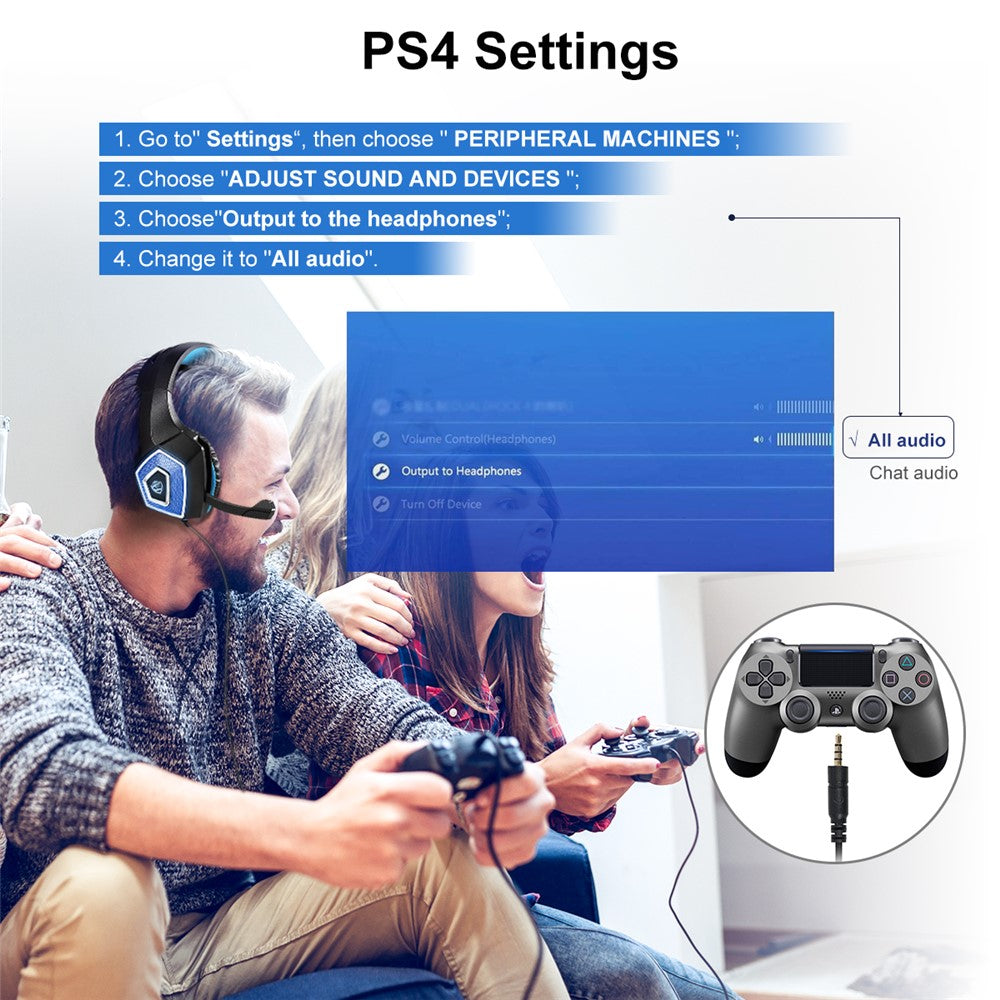 KOTION EACH V-1 RGB Wired Gaming Headset with Adapter Cable