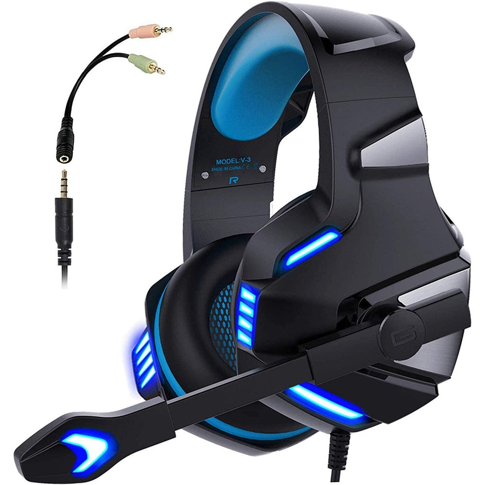 KOTION EACH V-3 Wired Gaming Headset for PS4 & PS5 – Heavy Bass, LED Light