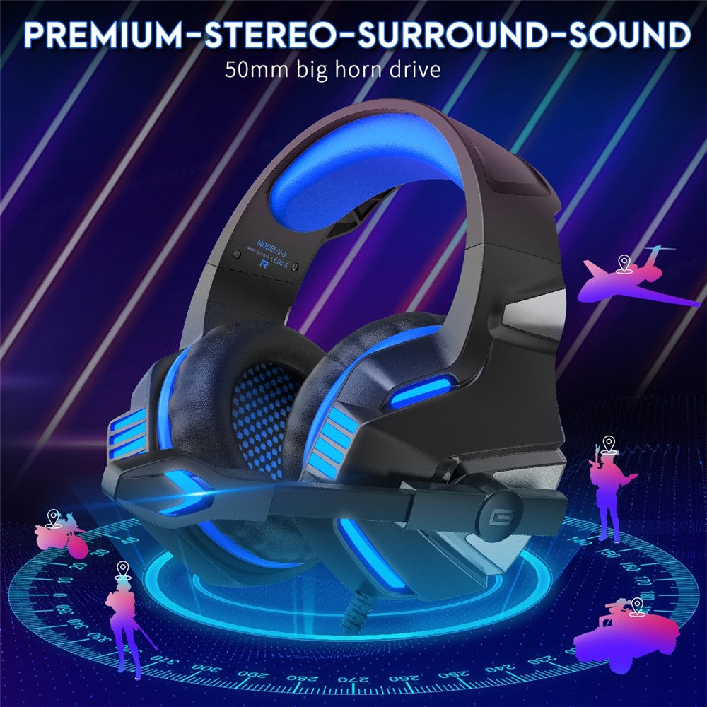 KOTION EACH V-3 Wired Gaming Headset for PS4 & PS5 – Heavy Bass, LED Light