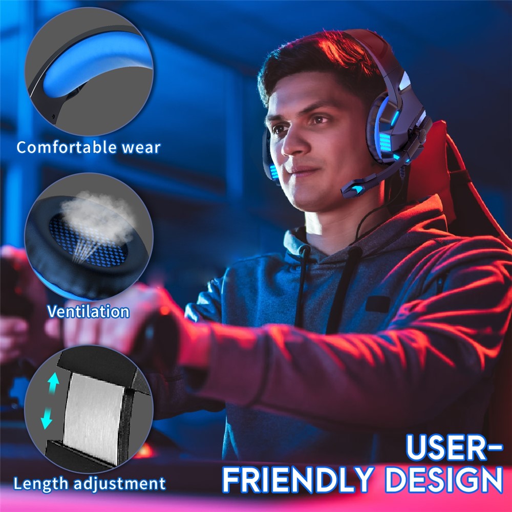 KOTION EACH V-3 Wired Gaming Headset for PS4 & PS5 – Heavy Bass, LED Light