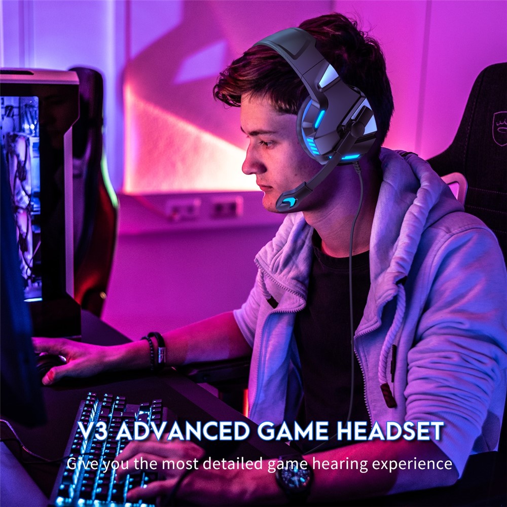 KOTION EACH V-3 Wired Gaming Headset for PS4 & PS5 – Heavy Bass, LED Light