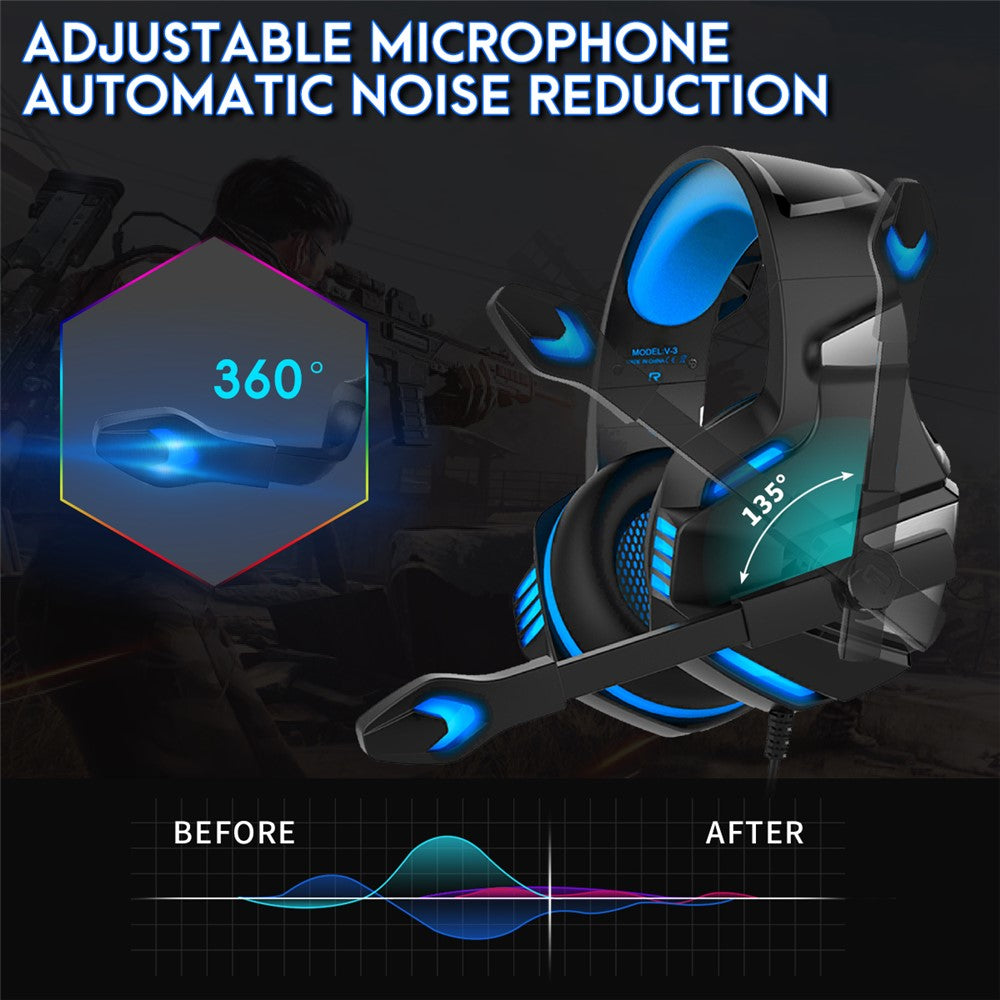 KOTION EACH V-3 Wired Gaming Headset for PS4 & PS5 – Heavy Bass, LED Light
