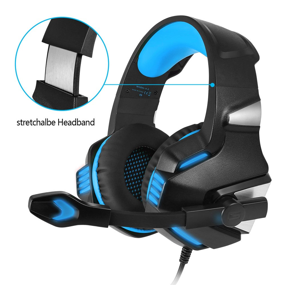 KOTION EACH V-3 Wired Gaming Headset for PS4 & PS5 – Heavy Bass, LED Light