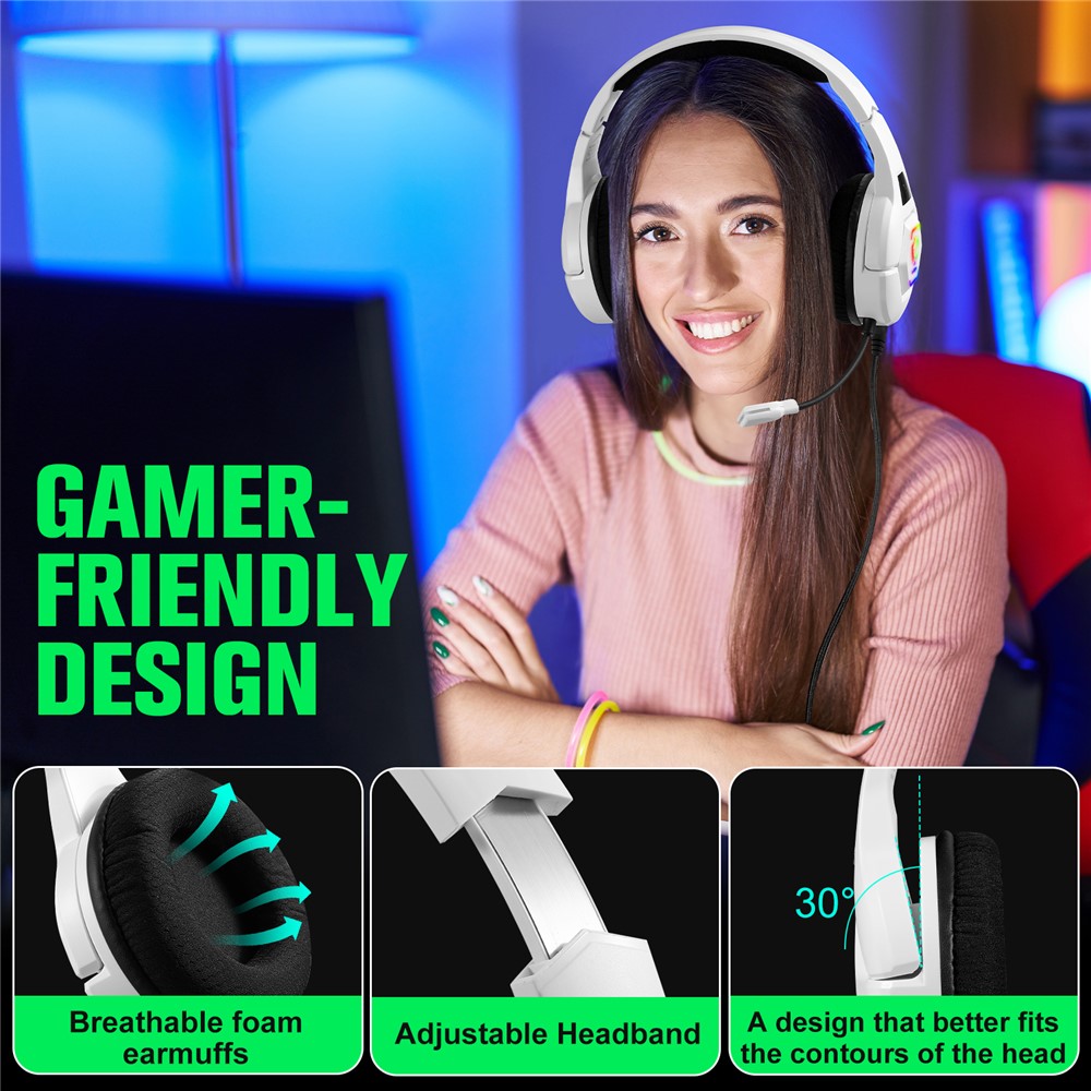 KOTION EACH S100 Wired Gaming Headset for PC, PS4 & PS5 – LED Light