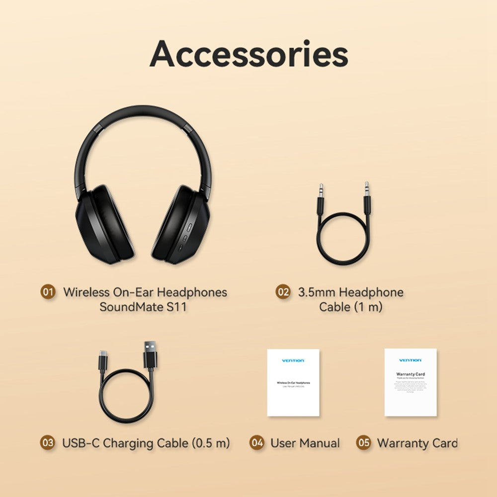 VENTION Soundmate S11 Wireless On-Ear Headset with Microphone