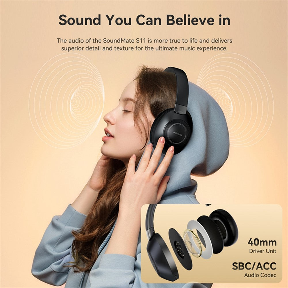 VENTION Soundmate S11 Wireless On-Ear Headset with Microphone