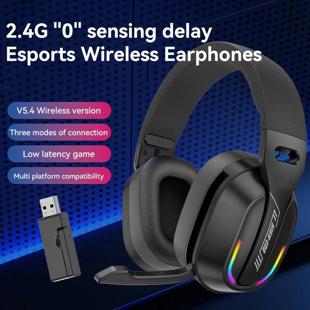 Tri-Mode Gaming Headset with RGB Light – 2.4G, Bluetooth & Wired