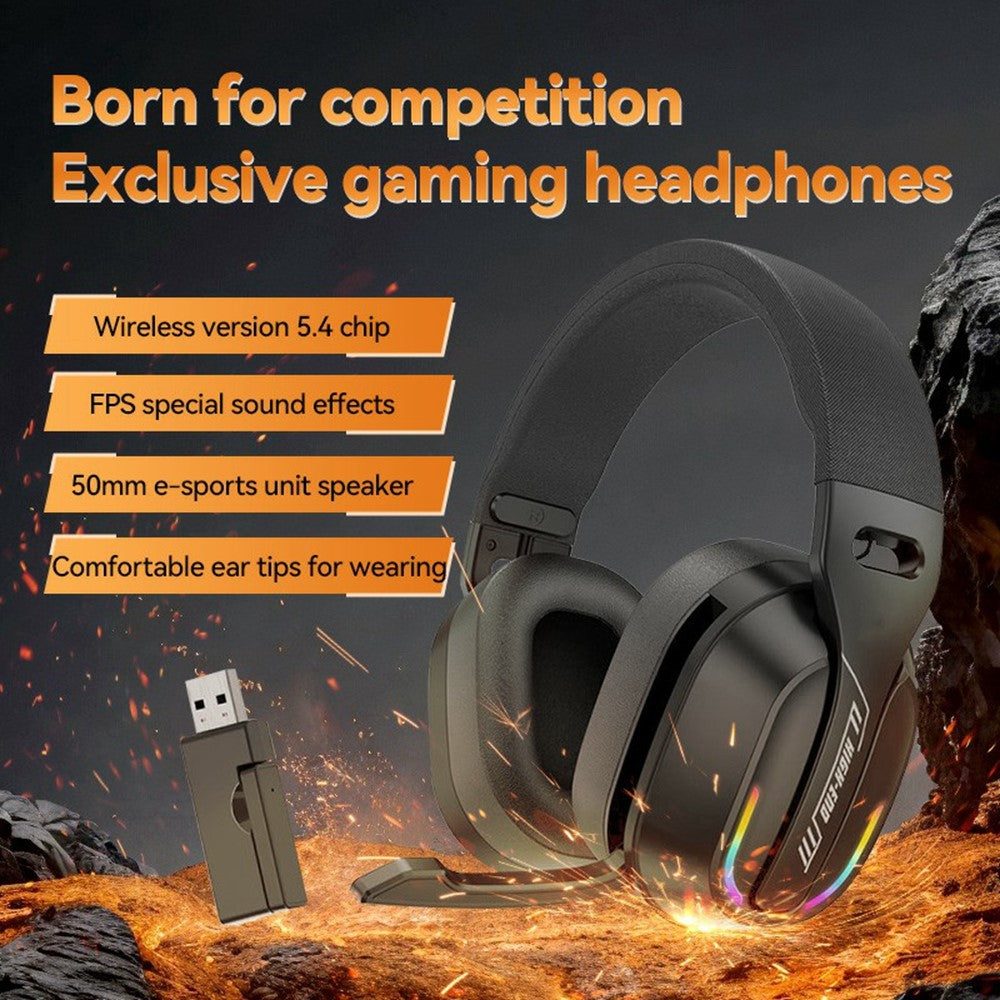 Tri-Mode Gaming Headset with RGB Light – 2.4G, Bluetooth & Wired