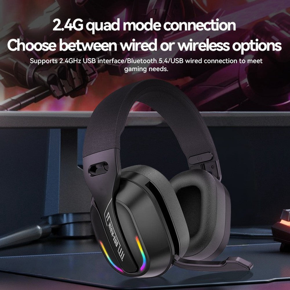 Tri-Mode Gaming Headset with RGB Light – 2.4G, Bluetooth & Wired