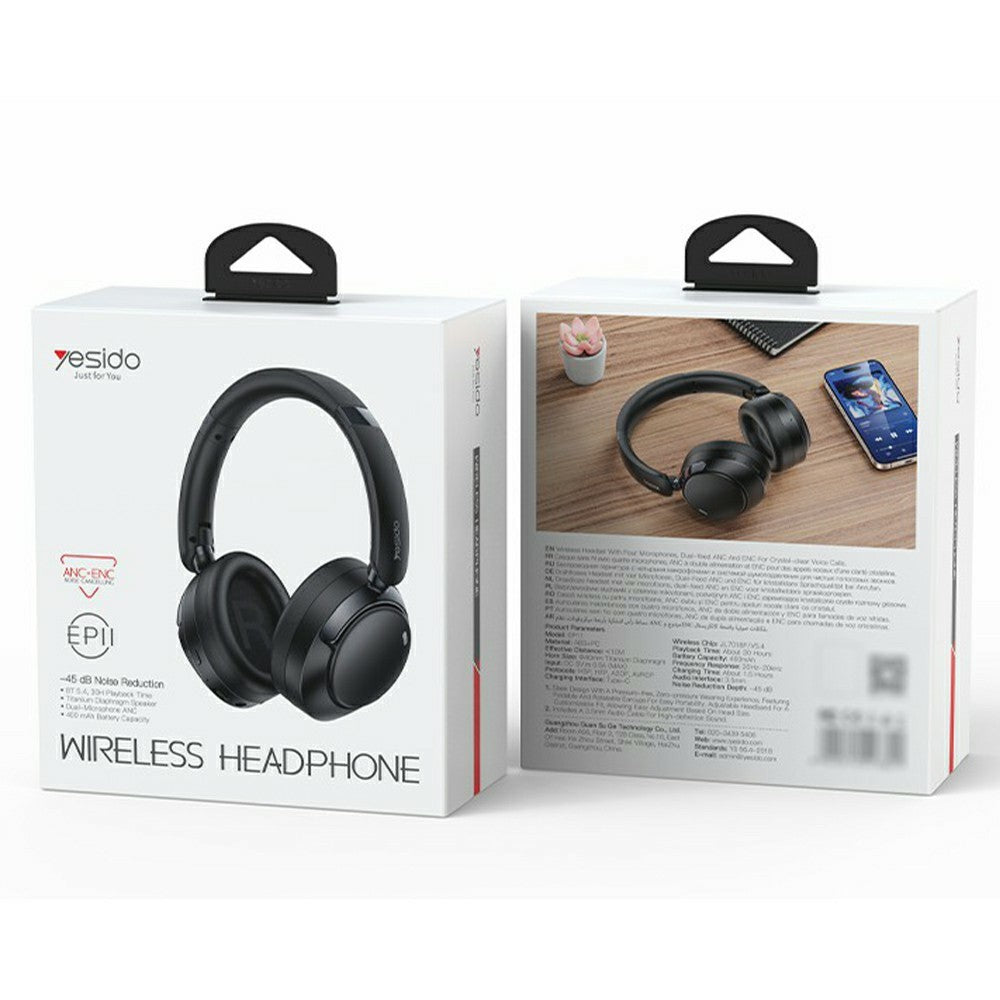 YESIDO EP11 Wireless Headphones – ANC & ENC Noise Cancelling, Over-Ear