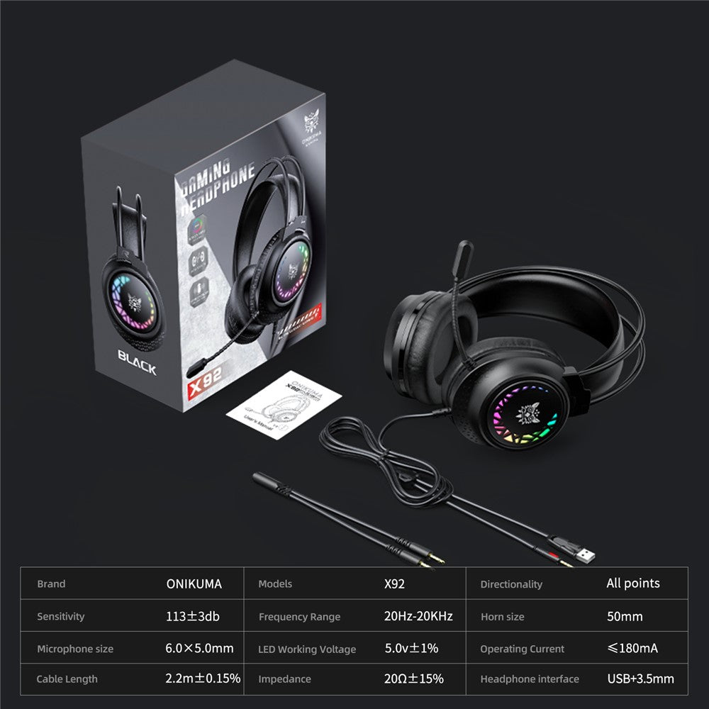 ONIKUMA X92 RGB Wired Gaming Headset for PC & PS5