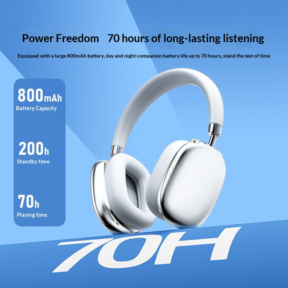 AZEADA Wireless Headphones – 40mm Driver, 70-Hour Battery, Metal Adjustable Design