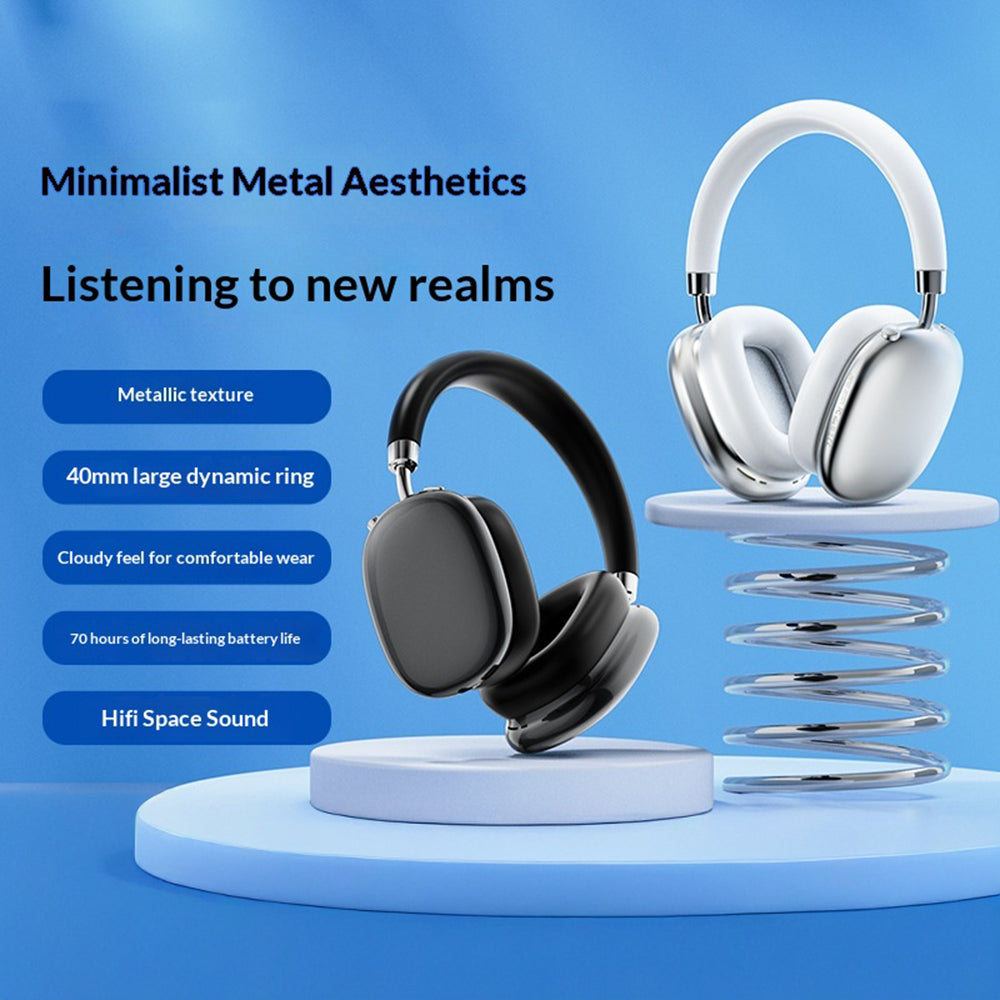 AZEADA Wireless Headphones – 40mm Driver, 70-Hour Battery, Metal Adjustable Design