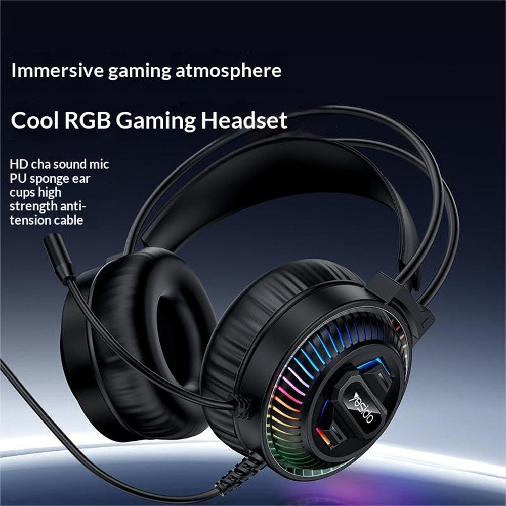 YESIDO EK06 Wired RGB Gaming Headset – 40mm Sound, 360° Microphone