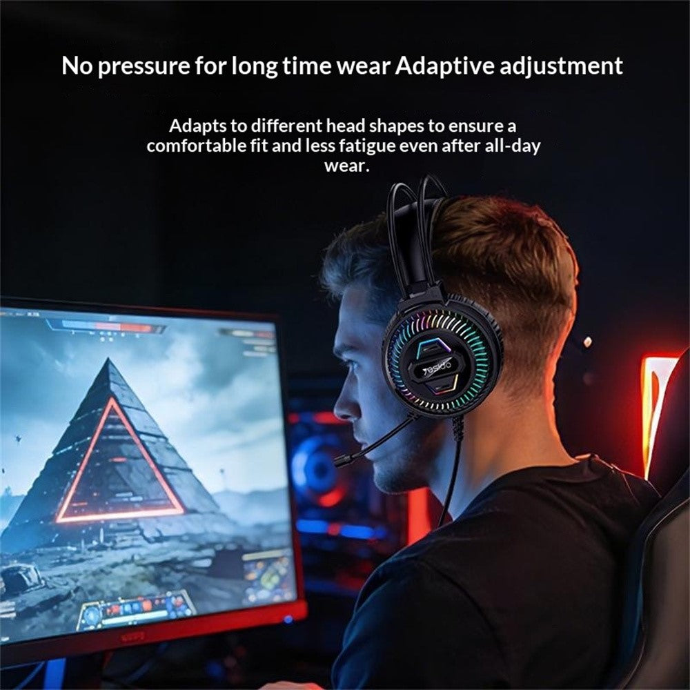 YESIDO EK06 Wired RGB Gaming Headset – 40mm Sound, 360° Microphone
