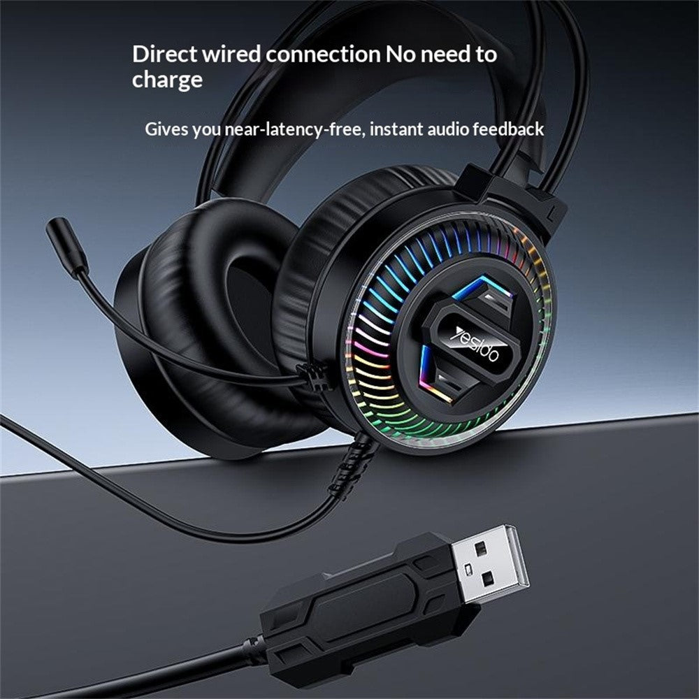 YESIDO EK06 Wired RGB Gaming Headset – 40mm Sound, 360° Microphone