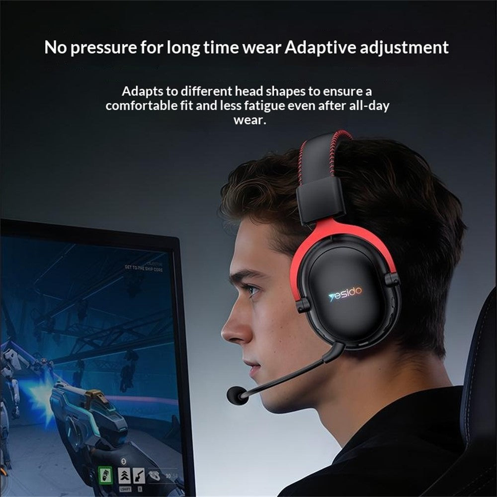 YESIDO EK07 Tri-Mode Gaming Headset – Bluetooth, 2.4G & Wired, Detachable Mic