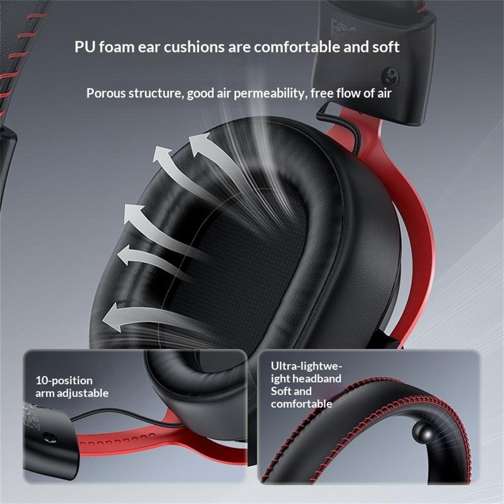 YESIDO EK07 Tri-Mode Gaming Headset – Bluetooth, 2.4G & Wired, Detachable Mic