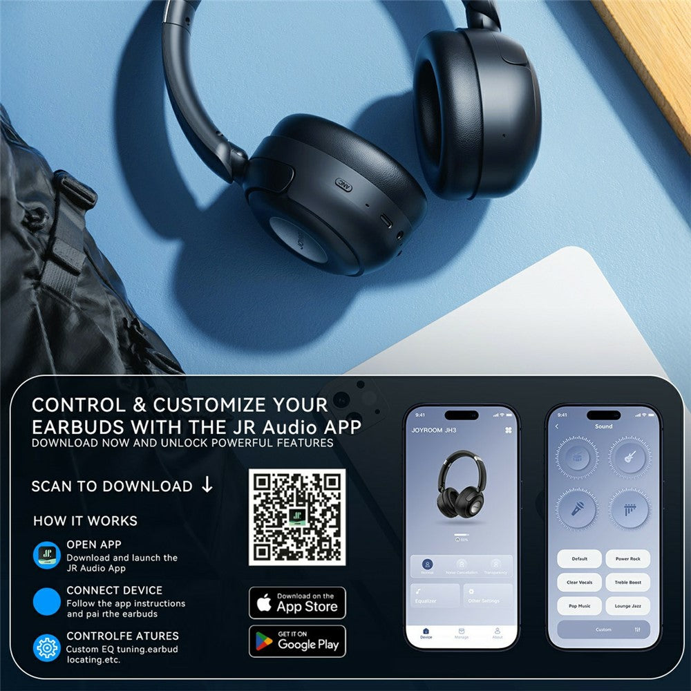 JOYROOM JR-JH3 Bluetooth-compatible Headphones Hybrid Active Noise Canceling Over-Ear Headset with 3.5mm Audio Cable