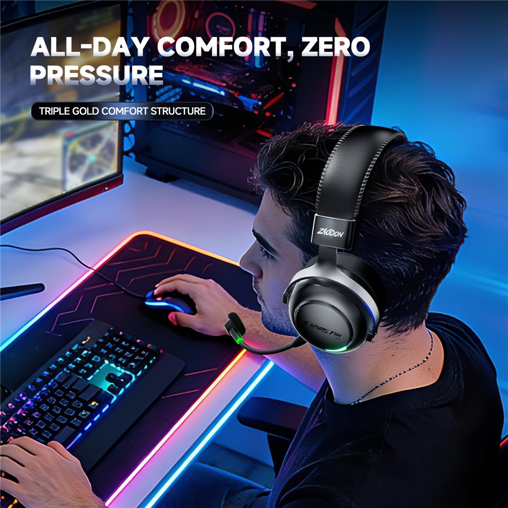 ZAODON LINX Gaming Headset – 53mm Drivers, 4-Mode Connectivity, Bluetooth 6.0