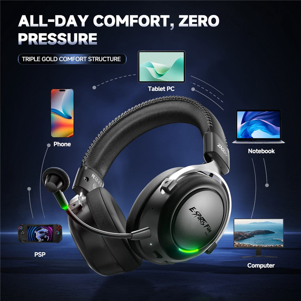 ZAODON LINX Gaming Headset – 53mm Drivers, 4-Mode Connectivity, Bluetooth 6.0