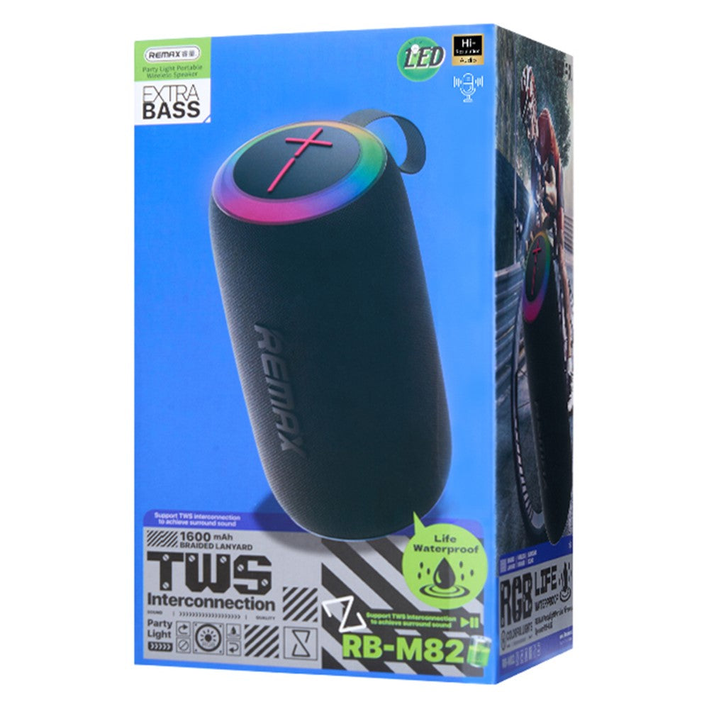 REMAX RB-M82 Wireless Portable Bluetooth-compatible Speaker TWS Pairing Music Player with Colorful Light