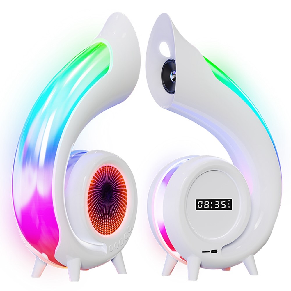 G69 Retro Conch Bluetooth Speaker – Alarm Clock & Makeup Mirror, RGB Light