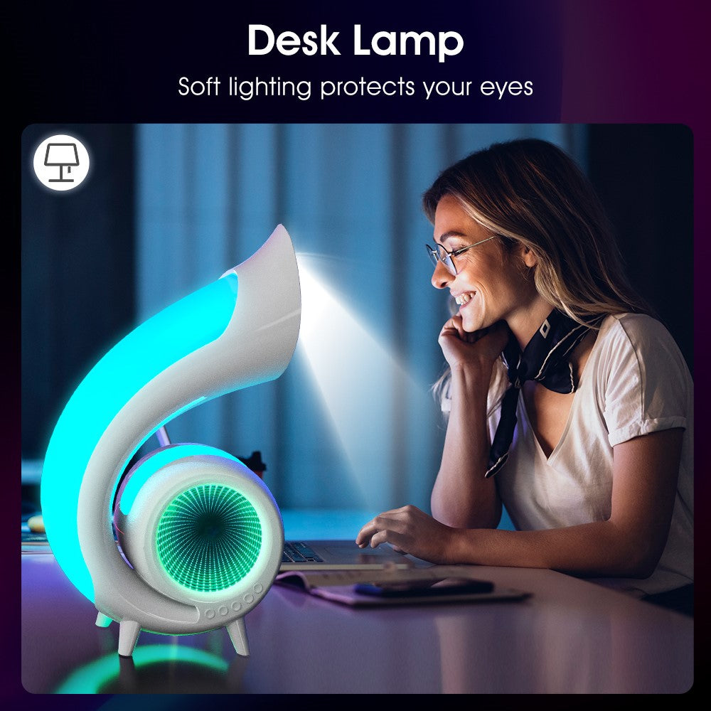 G69 Retro Conch Bluetooth Speaker – Alarm Clock & Makeup Mirror, RGB Light