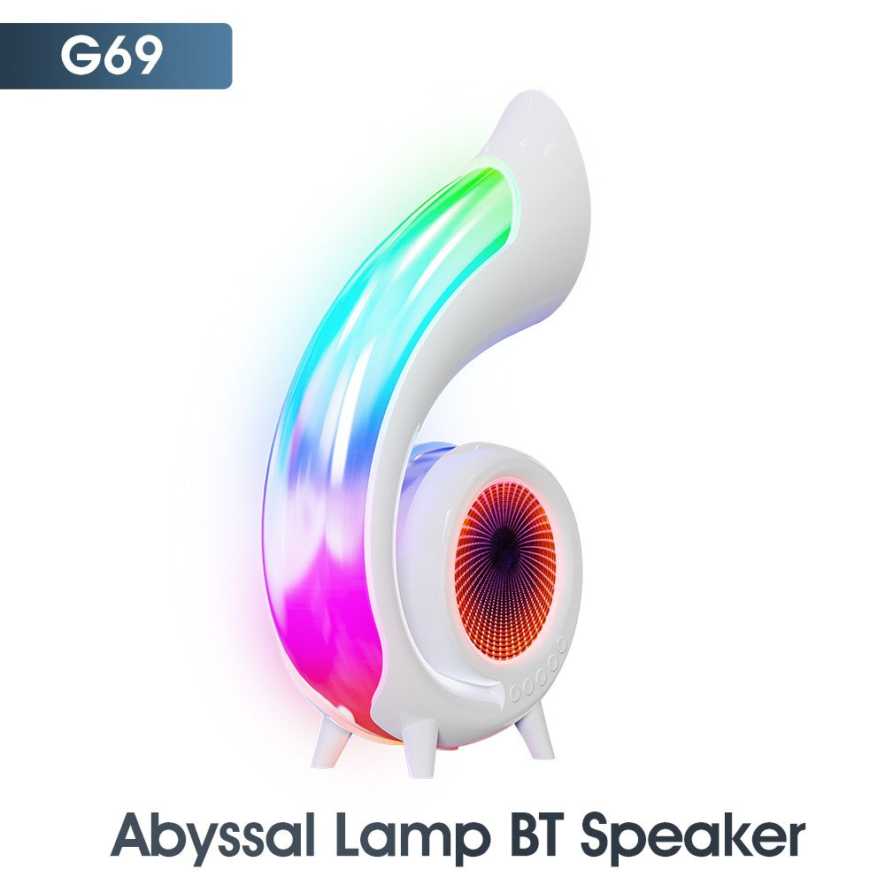 G69 Retro Conch Bluetooth Speaker – Alarm Clock & Makeup Mirror, RGB Light