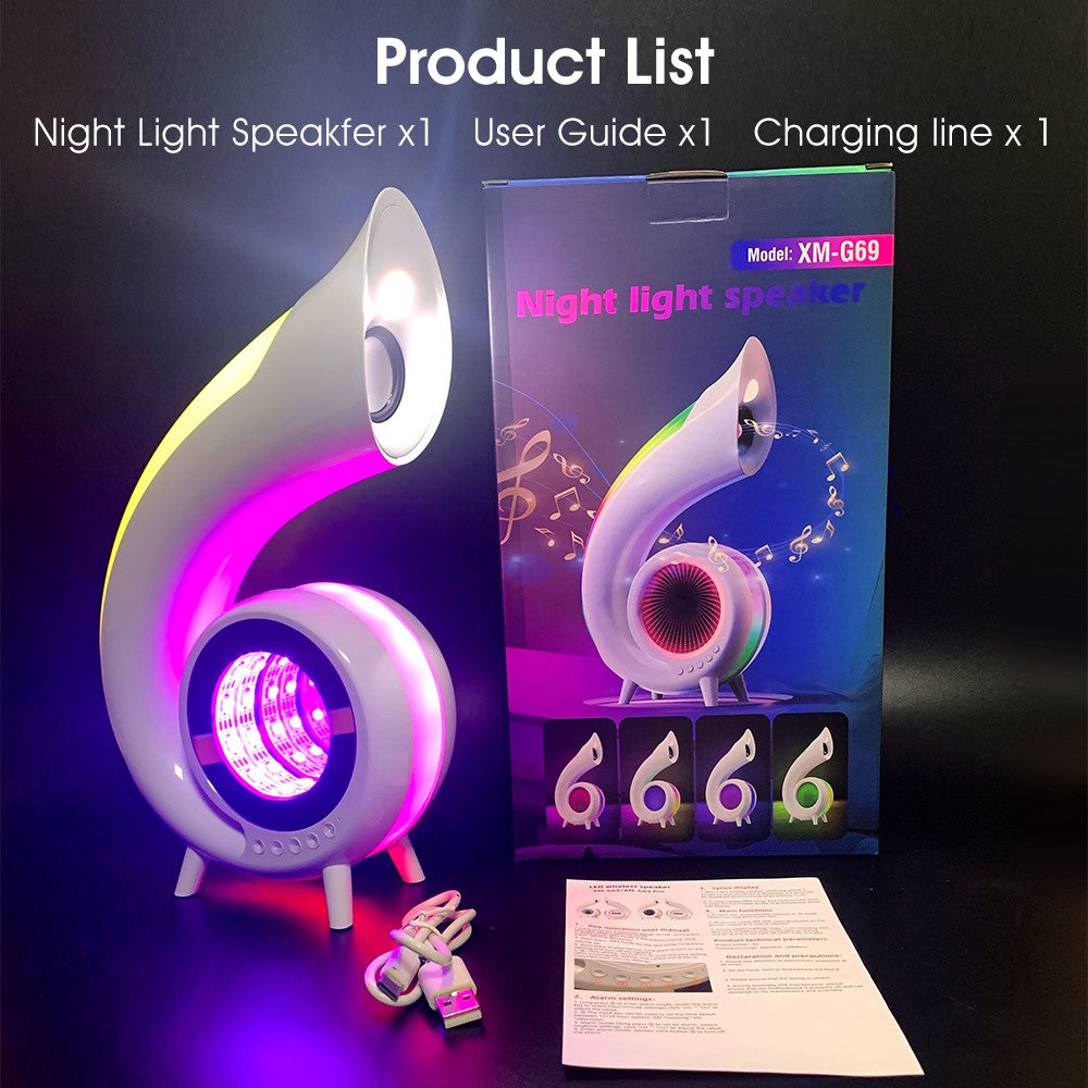 G69 Retro Conch Bluetooth Speaker – Alarm Clock & Makeup Mirror, RGB Light