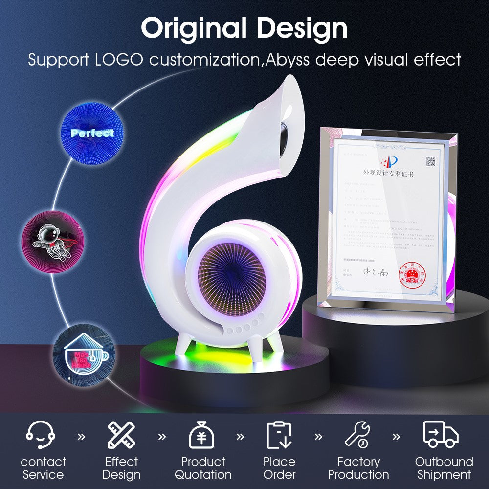 G69 Retro Conch Bluetooth Speaker – Alarm Clock & Makeup Mirror, RGB Light