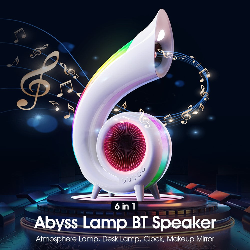 G69 Retro Conch Bluetooth Speaker – Alarm Clock & Makeup Mirror, RGB Light