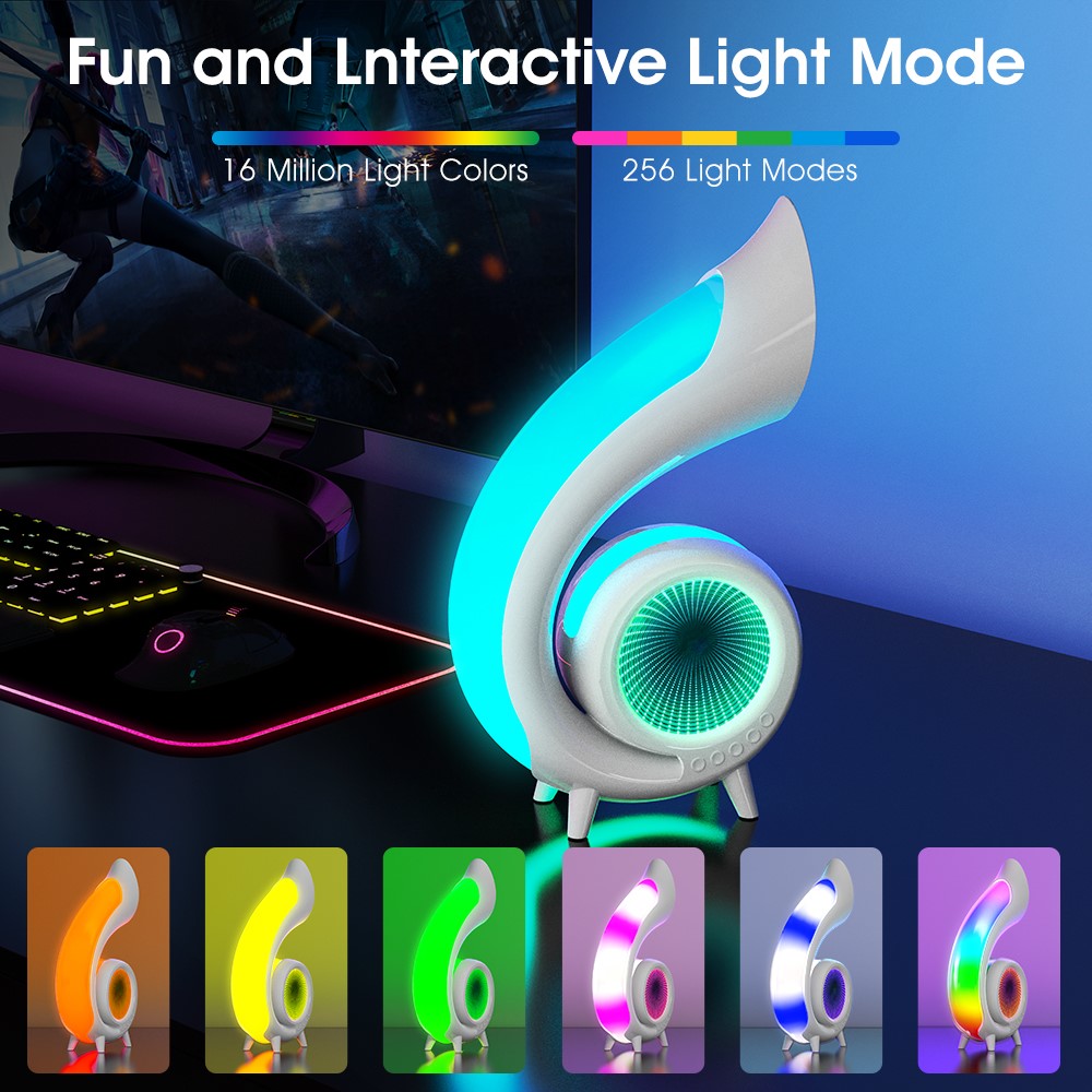 G69 Retro Conch Bluetooth Speaker – Alarm Clock & Makeup Mirror, RGB Light