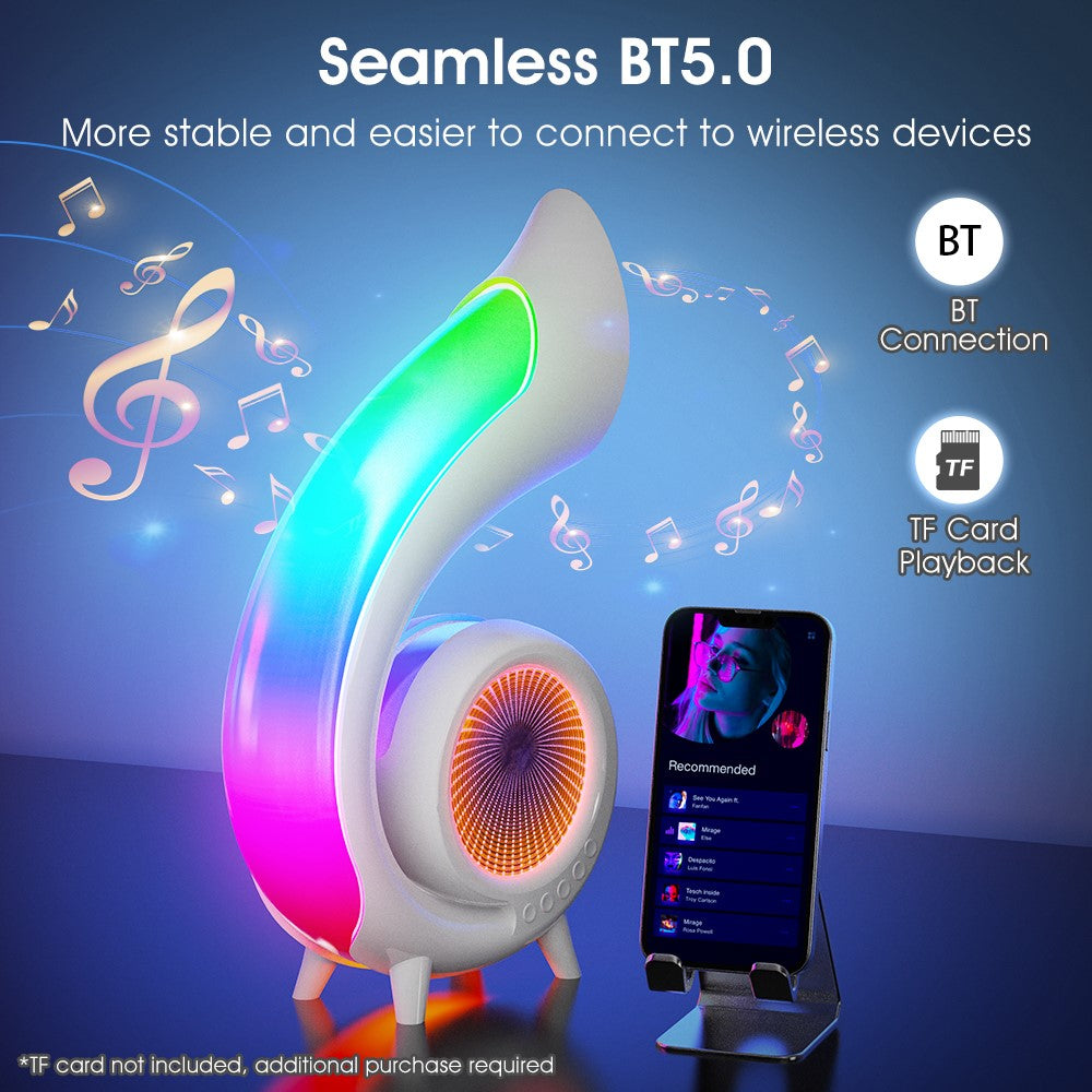 G69 Retro Conch Bluetooth Speaker – Alarm Clock & Makeup Mirror, RGB Light