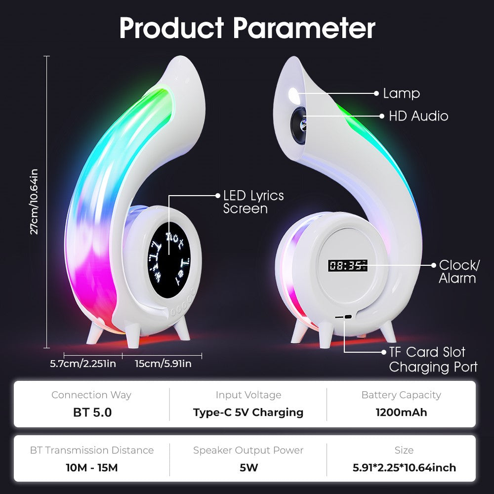 G69pro Conch-Shaped Bluetooth Speaker – Lyrics Display, Alarm Clock