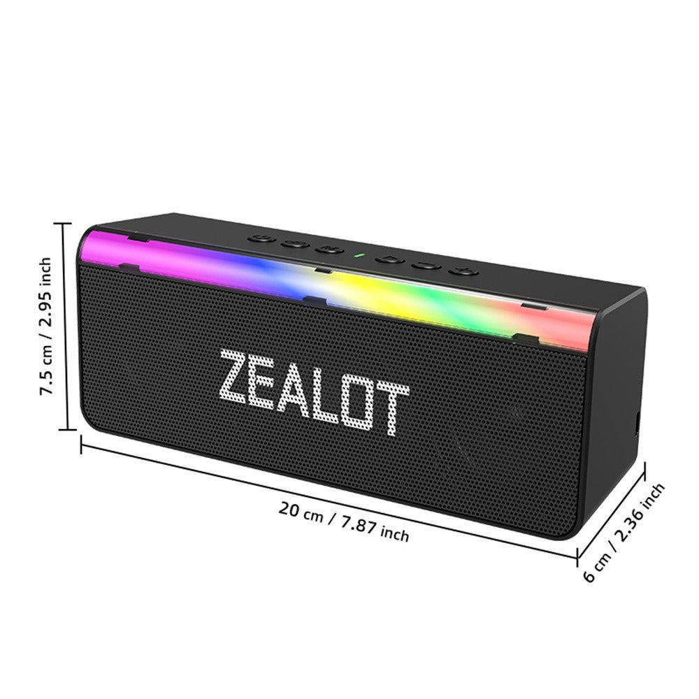 ZEALOT S72 Portable Bluetooth Speaker – 20W Sound, LED Light