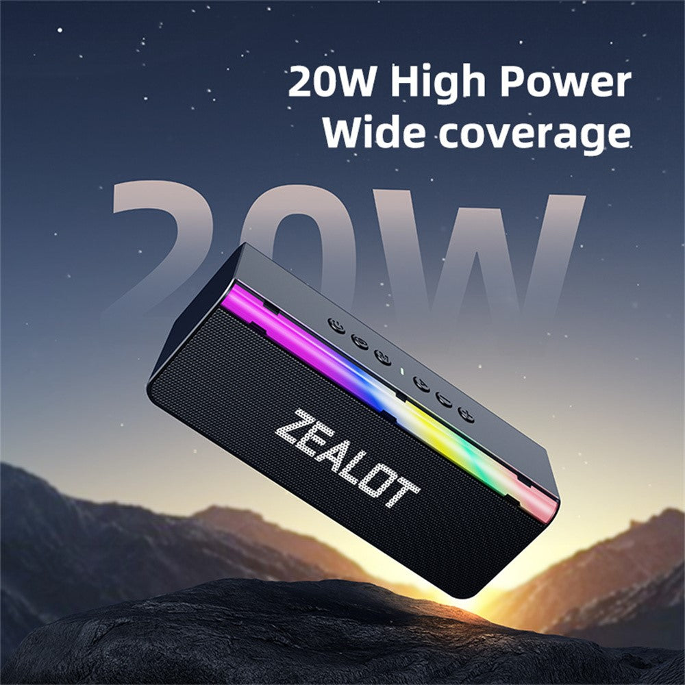 ZEALOT S72 Portable Bluetooth Speaker – 20W Sound, LED Light