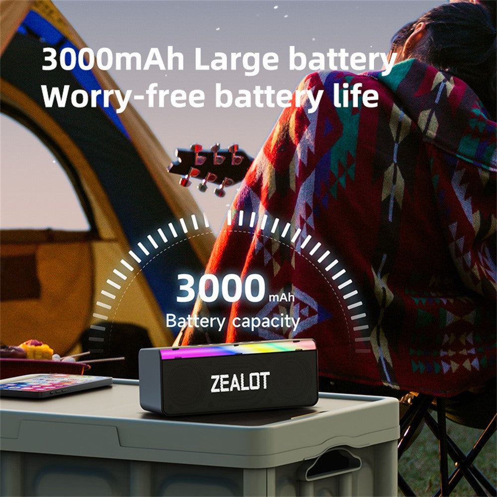ZEALOT S72 Portable Bluetooth Speaker – 20W Sound, LED Light